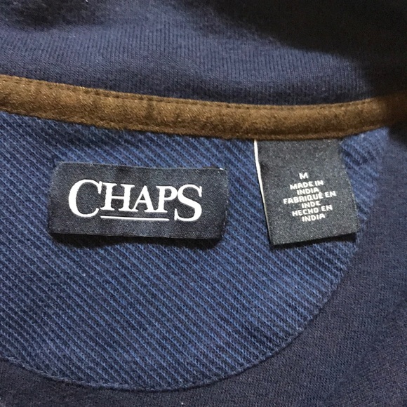 Men's CHAPS Navy Quarter Zip Pullover - Picture 4 of 7